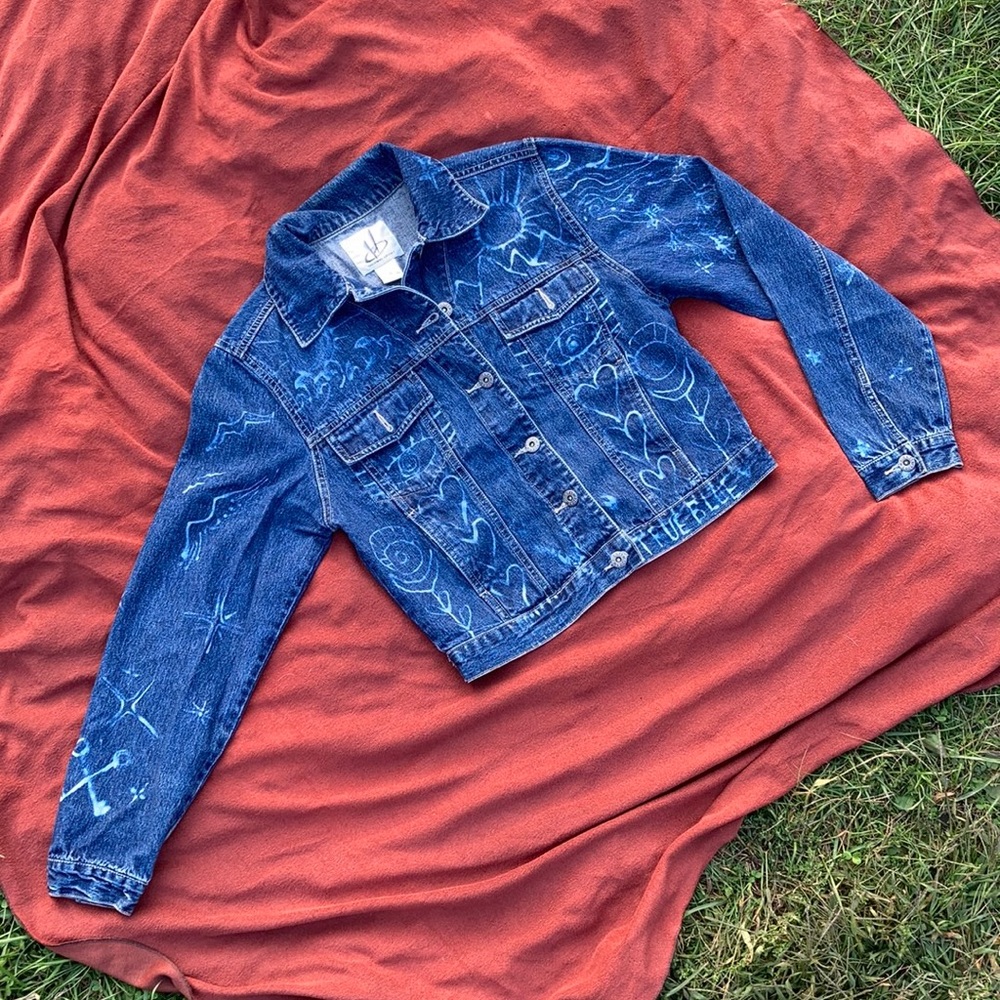 Groovy True Blue vintage Denim jacket upcycled - Picture 4 of 14